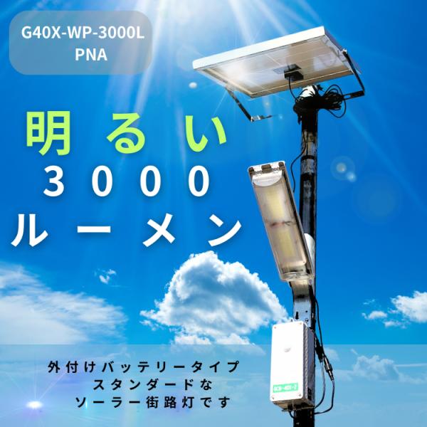 G40X-WP-3000L(pna) グリーンエネポール ソーラーLEDライト 明るい 3000ルー...