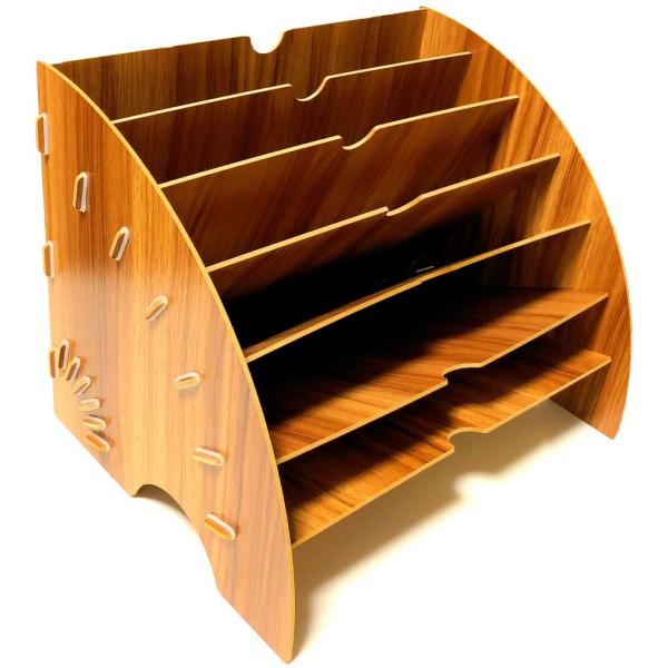 木製 A4 ファイルボックス 6段 多機能 書類 文房具 新聞 卓上 おしゃれ 収納 SW1183 ...