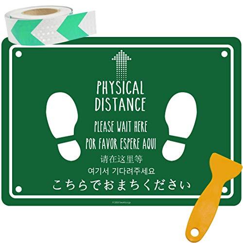 ソーシャル フィジカル ディスタンス シール ステッカー ボーダーテープ 貼付け ヘラ セット 店舗...