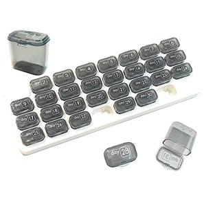 ピルケース 1ヶ月管理 携帯用 グレー