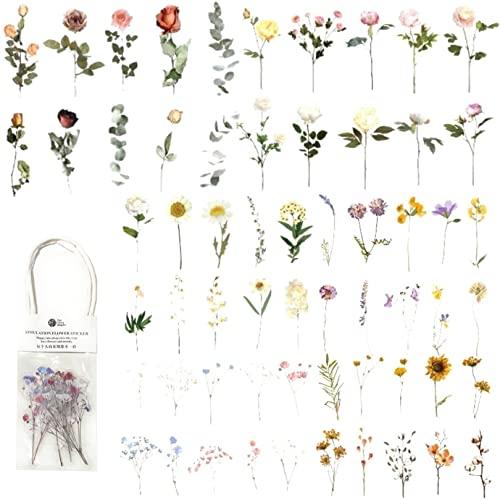 デコレーション フレーク シール 植物 ステッカー 耐水 クリア 透明 ボタニカル コラージュ ラッ...