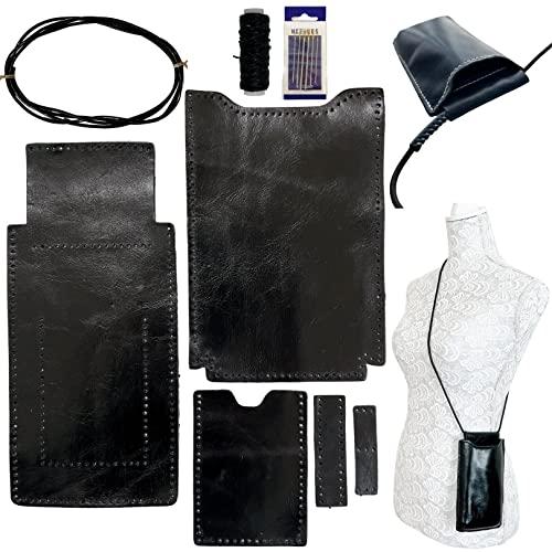 レザークラフト ミニショルダーバッグ おためし入門 キット 牛本革 カット 穴あけ 済み 針 糸 付...