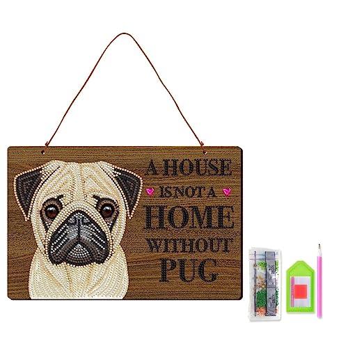 ダイヤモンドアート キット 初心者 セット ドッグサインプレート SW2073パグ