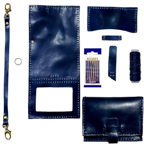 [3world] レザークラフト おためし入門キット パスケース ストラップ付 牛本革 カット 穴あ...