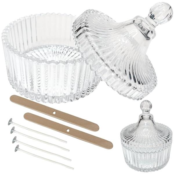 キャンドル ガラス 容器 蓋付 ハンドメイド ツール キット 透明テント型 SW2238（モールド2...