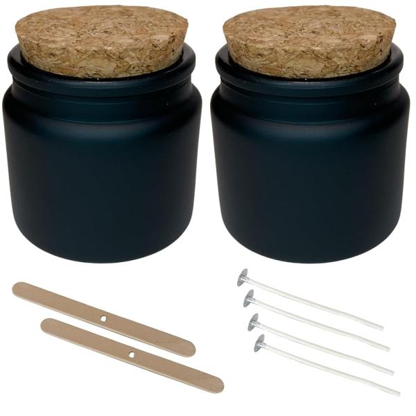 キャンドル ガラス 容器 コルク 蓋付 ハンドメイド ツール キット ブラック SW2240（モール...