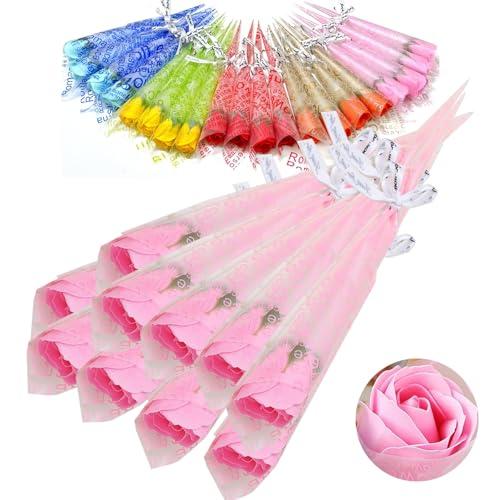 枯れないお花 ソープフラワー 一輪 ブーケ 個別包装済み ラッピングバッグセット SW2258ピンク...