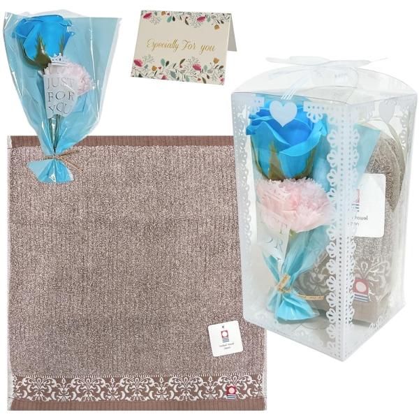 今治タオル ギフトセット 枯れないお花 ソープフラワー ミニブーケ ケース入り 母の日 誕生日 記念...