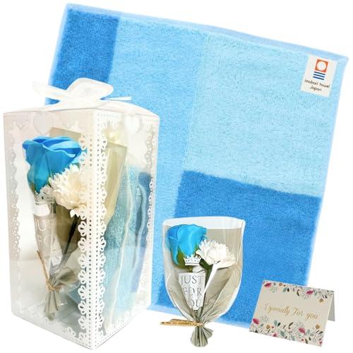 今治タオル 選べるカラー ハンカチ 枯れないお花 ミニブーケ ギフトセット ケース入り 男女 誕生日...