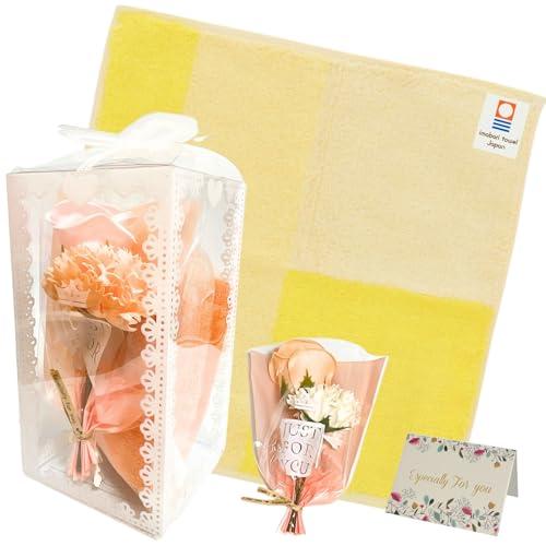 今治タオル 選べるカラー ハンカチ 枯れないお花 ミニブーケ ギフトセット ケース入り 男女 誕生日...