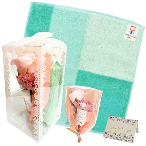 今治タオル 選べるカラー ハンカチ 枯れないお花 ミニブーケ ギフトセット ケース入り 男女 誕生日...