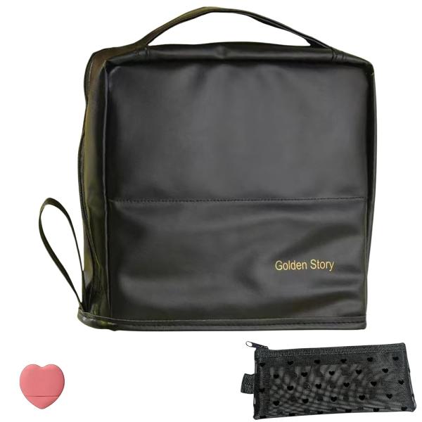 メイクポーチ 旅行 大容量 自立型 仕切りあり 小物入れ 指パフ付き MSW2644 ブラック M