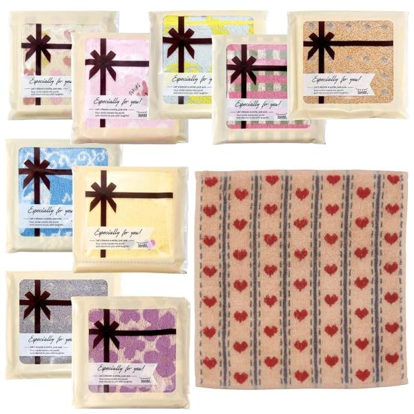 [3world] ギフト 個包装 タオルハンカチ セット 25x25cm プレゼント 退職 結婚式 ...