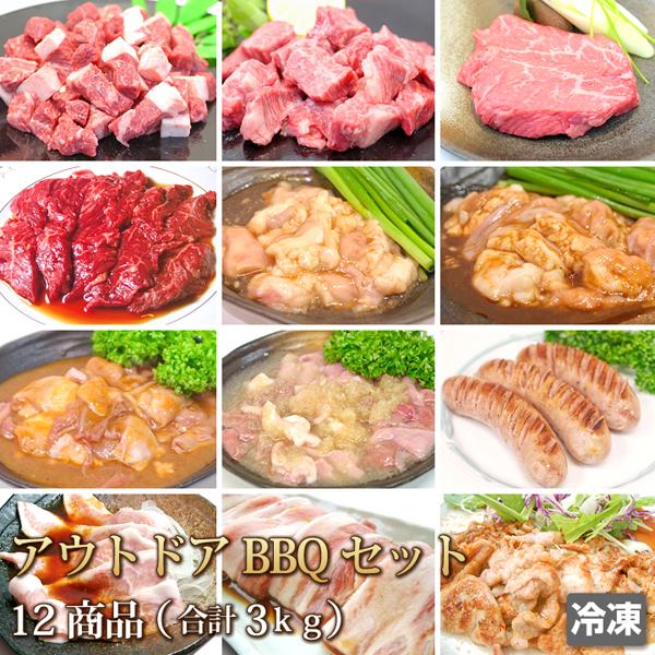 牛肉 豚肉 合計3kg アウトドアBBQセット 12種 肉 バーベキュー ステーキ 肉の日 お中元 ...