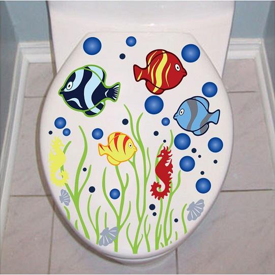 ウォールステッカー 熱帯魚 タツノオトシゴ トイレシール 貼る 海藻 水泡 貝 便器 洗面台 洗濯機