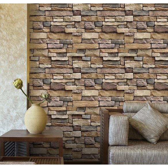 壁紙 シート レンガ 岩模様 ウォールステッカー 広範囲の模様替え 貼ってはがせる5m 欧風 ブリッ...