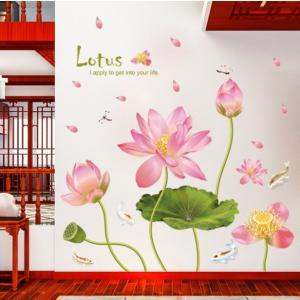 ウォールステッカー 大きい蓮の花 鯉とトンボ 壁...の商品画像