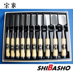 播州三木 大内鑿 追入鑿 芯持樫柄 10本組 桐箱入 大工道具 のみ ノミ