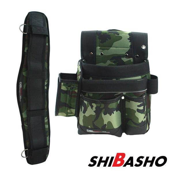 大人の迷彩 釘袋＆極厚サポーターセット 迷彩グリーン 釘袋＆極厚サポーター  柴商オリジナルセット