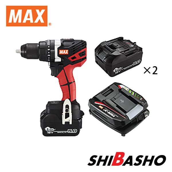 MAX マックス 充電式振動ドリルドライバ PJ-VD131-B2C 1850A 電池パック2個 充...