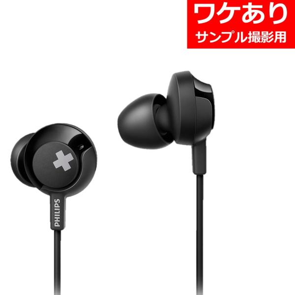 有線イヤホン カナル型 マイク付 ブラック Philips SHE4305 BASS+　わけあり ア...