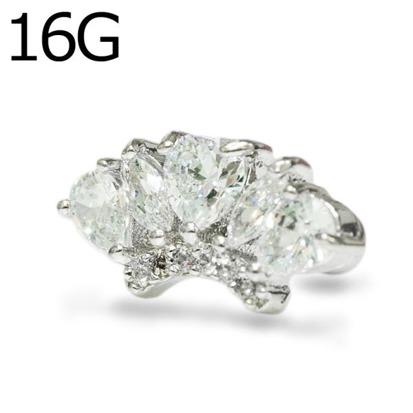 【宅配便送料無料】ボディピアス 16G ステンレス マーキーズ&amp;ペアシャープCZ付きバーベル / 1...