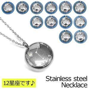 アクセサリー ステンレス 星座ネックレス / シルバー ペンダントトップ ペンダント 黄道十二宮 12星座 誕生日 プレゼント チェーン付き 金属アレルギー対応
