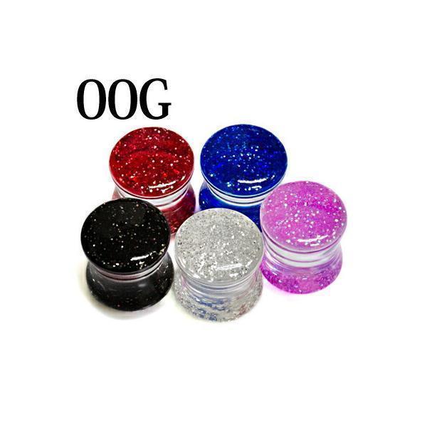 ボディピアス 00G アクリルラメプラグ / 00G 拡張 ラージホール ハイゲージ ダブルフレア ...