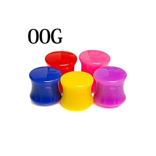 ボディピアス 00G アクリルダブルフレアプラグ 00G 拡張 ロブ ラージホール ハイゲージ カラ...