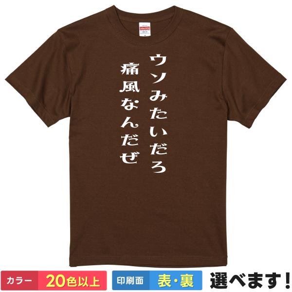 おもしろTシャツ ウソみたいだろ痛風なんだぜ メンズ レディース バックプリント 大きいサイズ 小さ...