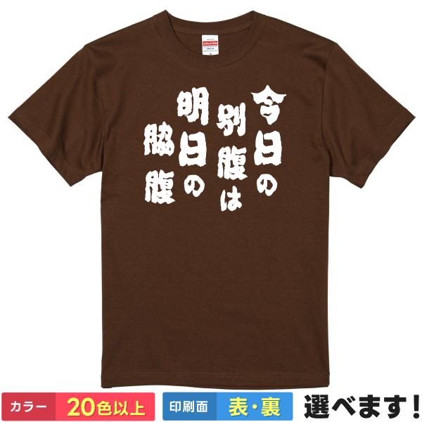 おもしろTシャツ 今日の別腹は明日の脇腹  メンズ レディース プレゼント 無地 Tシャツ ダイエッ...