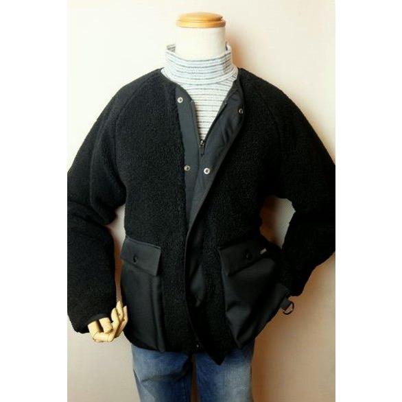 セール３５％ＯＦＦ コードビー CODE:B ボアジャケット ブラック 秋冬新作 ノーカラージャケッ...