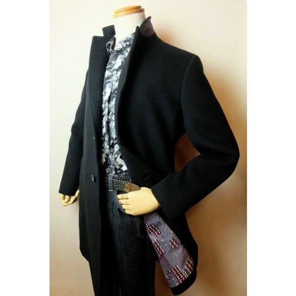 セール３５％ＯＦＦ コードビー CODE:B チェスターコート ブラック 秋冬新作 ストレッチウール...