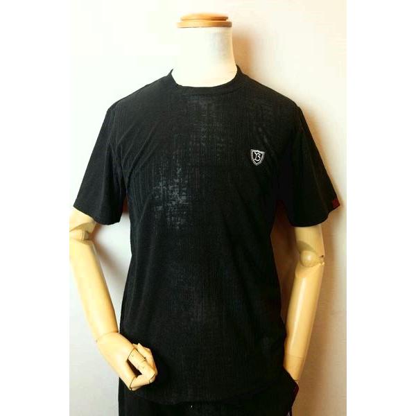 コードビー CODE:B 半袖Ｔシャツ ブラック 春夏定番品 カットソー パイルジャガード バラシ ...