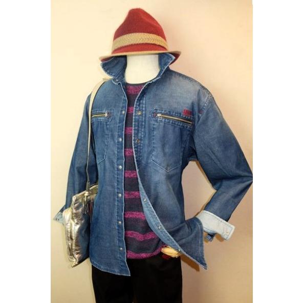 セール３５％ＯＦＦ コードビー CODE:B コーデュロイシャツ インディゴブルー 秋冬新作 カジュ...