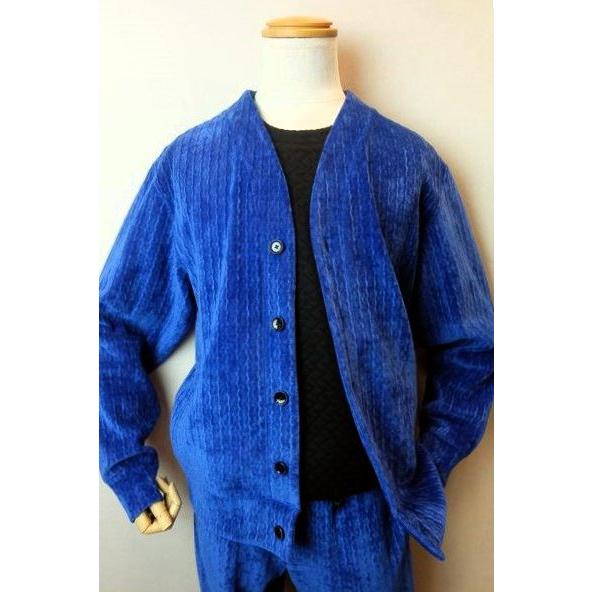 セール３５％ＯＦＦ コードビー CODE:B  カーディガン ブルー 秋冬新作 ベロア生地 カットソ...