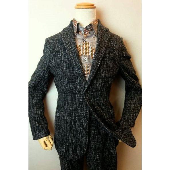 コードビー CODE:B ニットジャケット ブラック 秋冬新作 かすれジャガード織り生地 カットジャ...