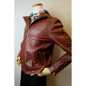 値段交渉可‼ ワインレッド ラム革 g-stage シングルライダース 160