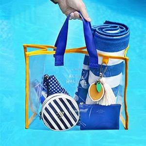 ビニール トートバッグ PVC ビーチバッグ 手提げ 水泳バッグ 着替え収納 洗面用具ポーチ (青)の商品画像