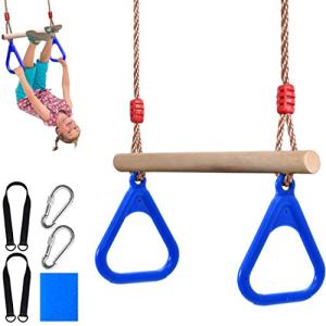 ［ケンコバハンズ］ぶら下がり ブランコ お家 体操 トレーニング に 最適 子ども 用 吊り輪 遊具 (ブルー)