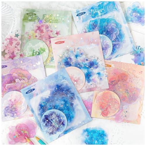 シール コラージュ 素材 詰め合わせ フレークシール ステッカー PET 素材 レトロ キラキラ お...