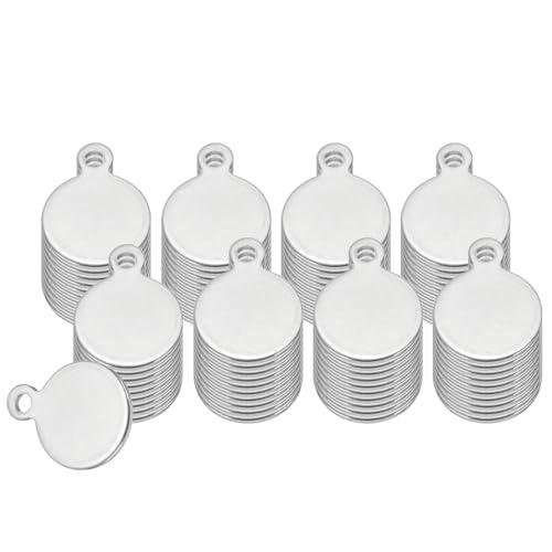 PATIKIL 80個5/16"丸型金属スタンピング空白 ステンレススチールシルバートーン空白タグ ...