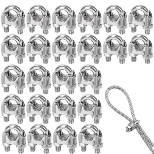 Ailenlan ワイヤークリップ4mm ワイヤーロープクリップ M4 ステンレス鋼 24個入り ケ...