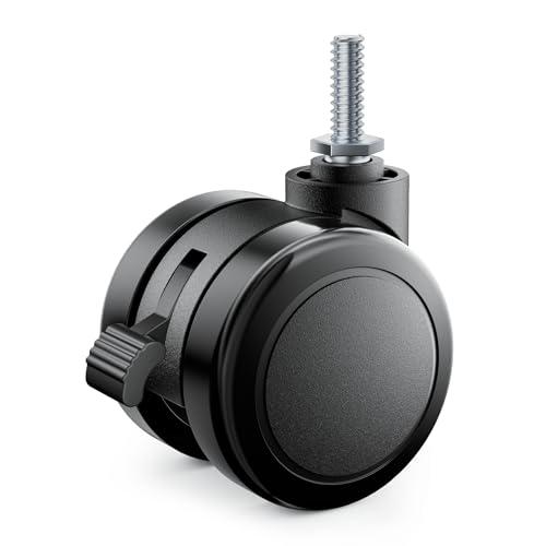 DEWEL キャスター 車輪 m6 ネジ式 ストッパー付き 50径 4個セット ナイロンキャスター ...