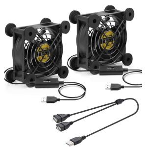 USB 静音 冷却ファン 振動防止ゴム搭載 5V USBファン 強力 2600RPM 小型 車中泊 換気扇 冷却クーラー パソコン ルーター 水槽 PS4など冷却 FAN 8CM 2個1組