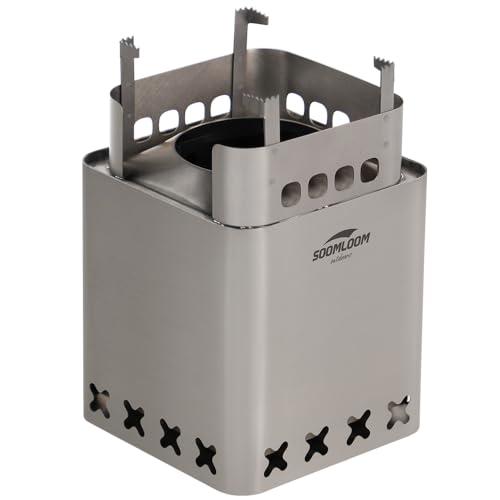 Soomloomチタン製/ステンレス二次燃焼焚き火台軽量折り畳み薪ストーブラウンド/スクエア形組立式...