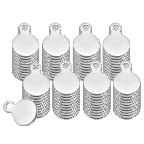 PATIKIL 80個1/4"丸型メタルスタンピング空白 ステンレススチールシルバートーン空白タグ ...