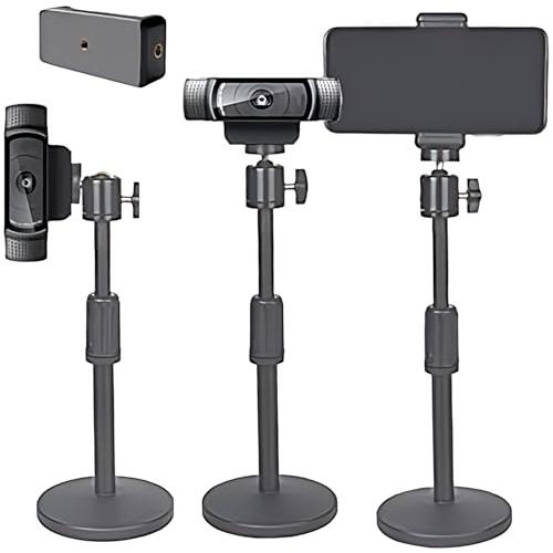 WEBカメラ ウェブカメラ 卓上 スタンド 卓上スタンド 伸縮 高さ調整 スマホホルダー 付き (伸...