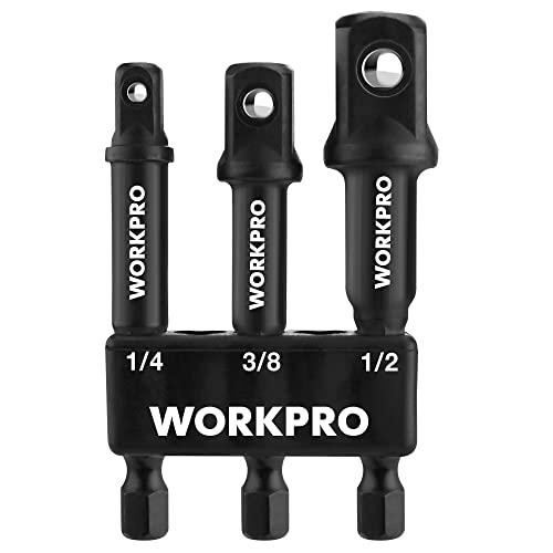 WORKPRO インパクトグレードソケットアダプターセット 3本組 延長ビット 差込角6.35mm ...