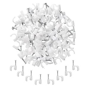 コードとめ具 壁 7mm 100個 ホワイトプラスチック ケーブルステップル LANケーブル用 釘止めタイプ 配線固定用
